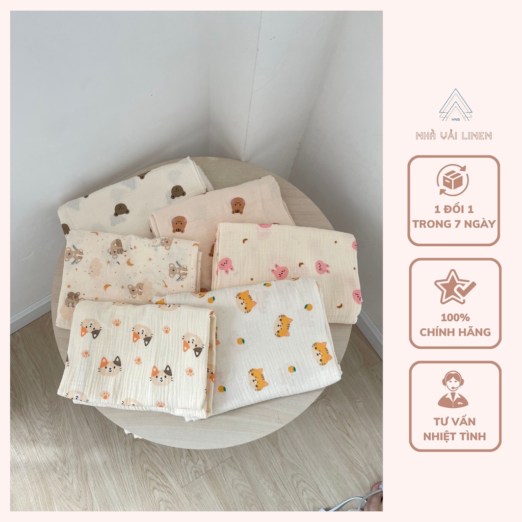 Vải Xô Muslin Nhà Vải Linen Họa Tiết Xinh Xắn Cho Bé Nhà Vải Linen Thoáng Mát Dễ Chịu An Toàn Cho Da