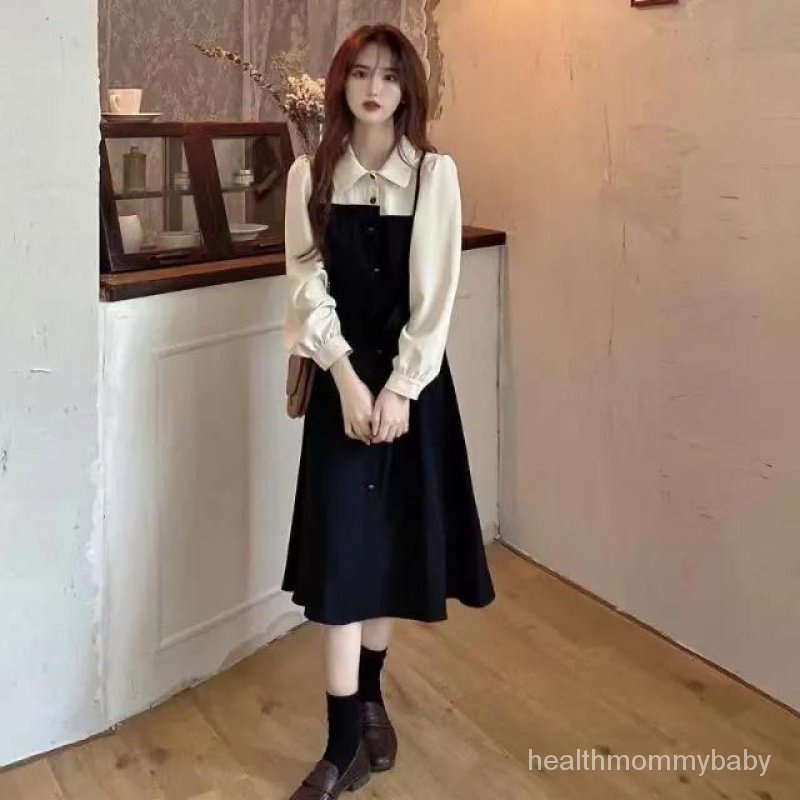 Váy Liền Cho Con Bú Đi Chơi Phong Cách Hepburn Kiểu Pháp Giả Hai Chiếc Khí Chất Áo Sơ Mi Mẫu Mới Váy Cho Con Bú