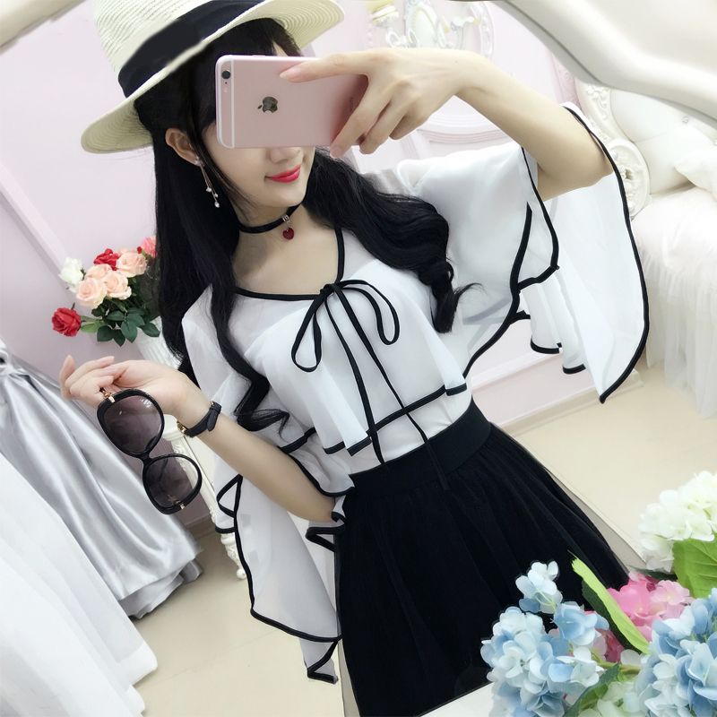 Áo Sơ Mi Chiffon Màu Trắng Dáng Rộng Phong Cách Hàn Quốc Thời Trang Mùa Hè 2023 Mới Cho Nữ