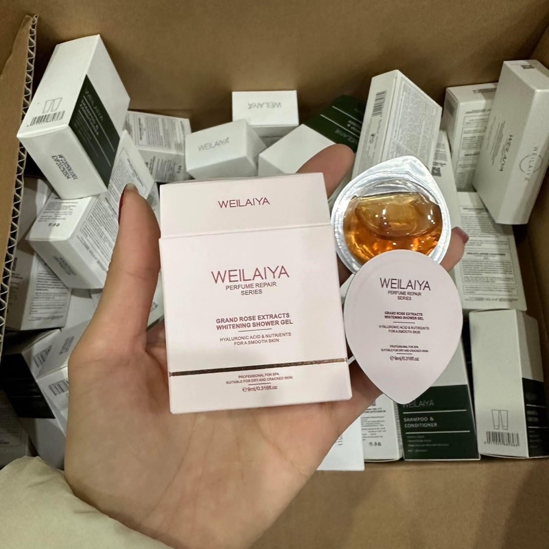 Sữa Tắm Hương Nước Hoa Damask Weilaiya9ml Sữa Tắm Trắng Da Cánh Hoa Hồng Hộp Mini 9ml