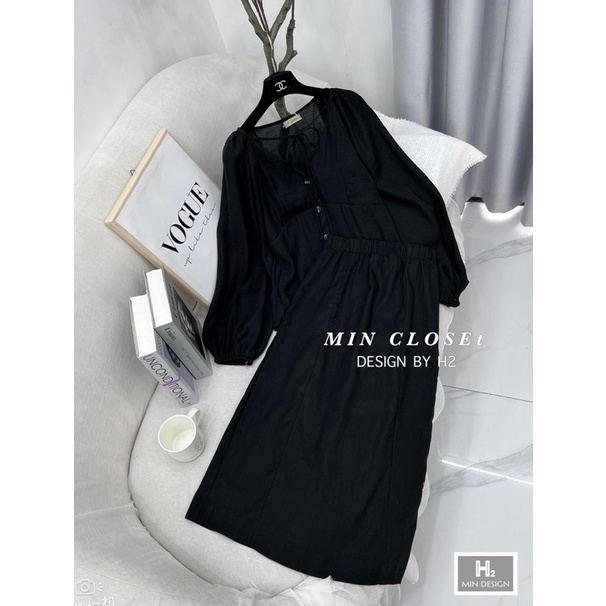 Set váy áo tơ cài khuy tay bồng, chân váy bổ mảnh - 𝐕𝐘.𝐂𝐋𝐎𝐓𝐇𝐄𝐒 𝐂𝐇𝐔𝐘𝐄̂𝐍 𝐇𝐀̀𝐍𝐆 𝐐𝐔𝐀̉𝐍𝐆 𝐂𝐇𝐀̂𝐔