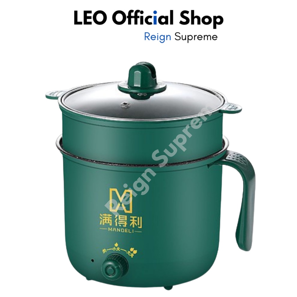 Nồi Lẩu Mini, Ca Nấu Mì Nấu Cơm Đa Năng Có Tay Cầm 1,8L - Nồi Lẩu Điện 2 Nấc Nhiệt Kèm Giá Hấp Siêu Hot