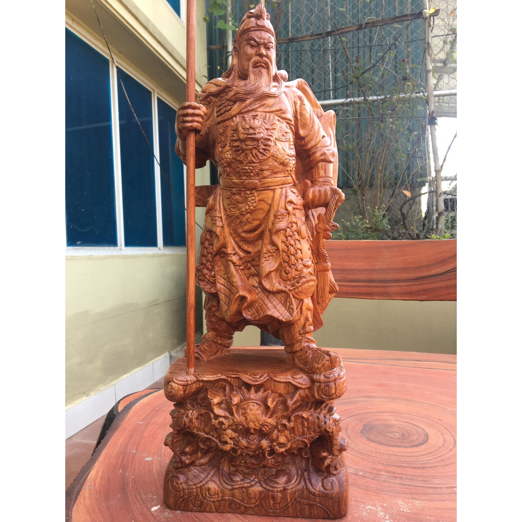 Quan Công trấn ải đế trạm khắc rồng gỗ hương đá liền khối cao 30-40-50-60, trang trí phòng khách, phòng làm việc
