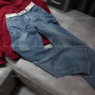Quần jeans suông wang phối cạp mai phương bùi
