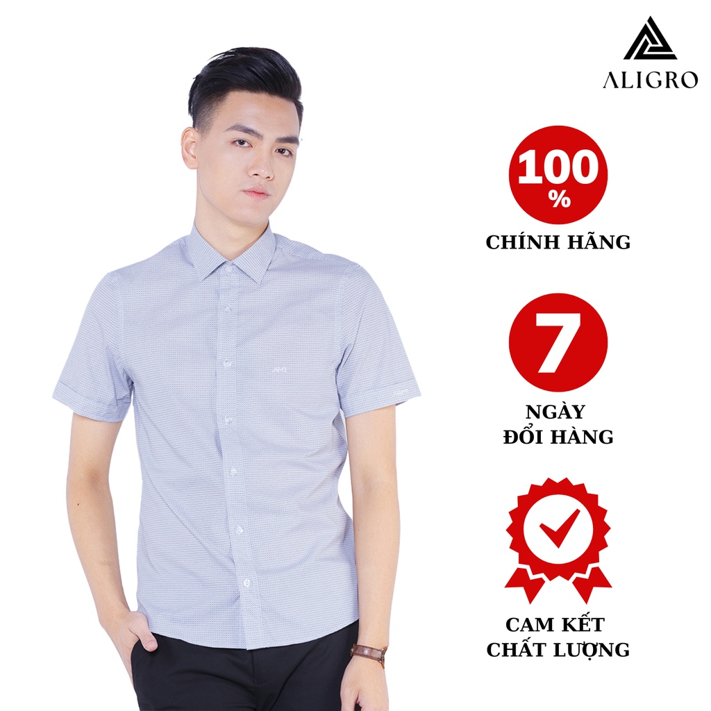 Áo Sơ Mi Cộc Tay Nam họa tiết basic, chất liệu 100% cotton cao cấp, kháng khuẩn, thấm hút mồ hôi tốt Aligro ALGS-C49