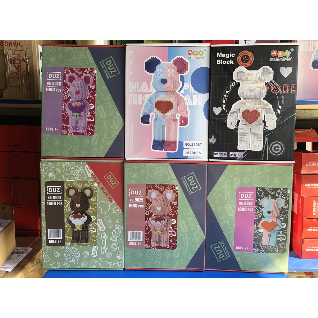 HÌNH NGẪU NHIÊN-Khối xếp hình, Đồ chơi lắp ráp Mô Hình LEGO Gấu Bearbrick cỡ lớn Hàng Đẹp 30-40cm