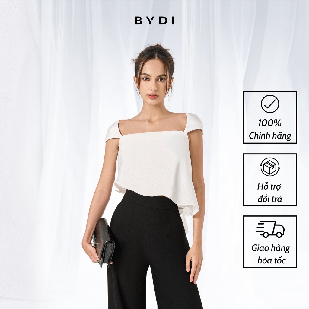 Áo Kiểu Nữ Cúp Vai Có Dây Nơ Lưng Nhẹ Nhàng BYDI Design, Áo Nữ Thiết Kế Tà Xéo Bèo Tiểu Thư BYDI Fashion | WRENTOP MT031