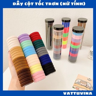 Combo 20 dây cột tóc trơn cute đơn giản -Set Ống 20 dây buộc tóc cho nữ phong cách Hàn Quốc