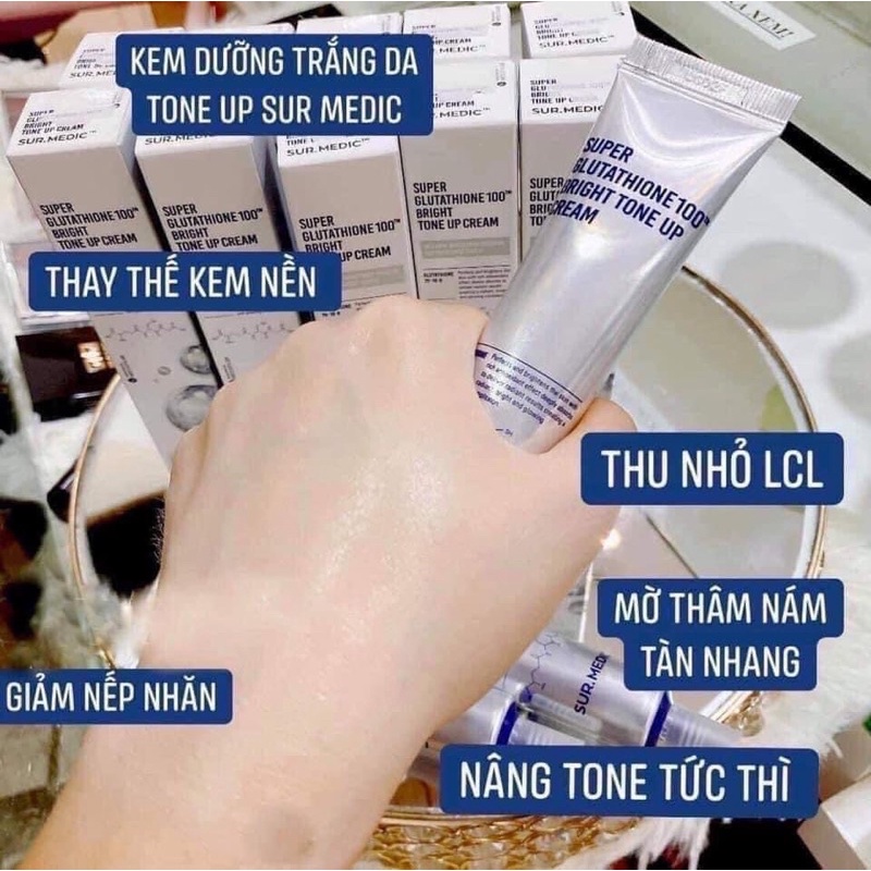 Kem Dưỡng Trắng Da Sur.Medic Super Glutathione 100 Bright Tone Up Cream