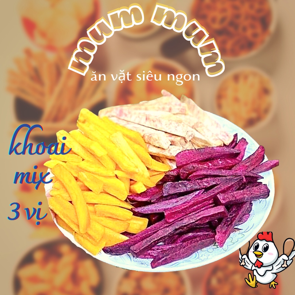 Khoai mix 3 vị MumMum, hộp 300g: khoai vàng, khoai tím, khoai môn, giòn rụm, thơm giòn ngon khó cưỡng lại