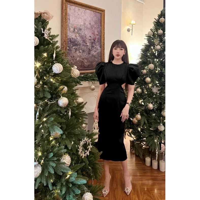 Đầm dự tiệc ôm body tay phồng khoét eo quyến rũ chất umi cao cấp - Đầm body khoét eo tay phồng có sẵn mút ngực nhiều màu