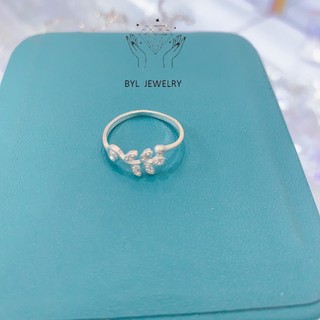 Nhẫn nữ lá bạc ta đính đá nhẫn hở dễ đeo BYL JEWELRY