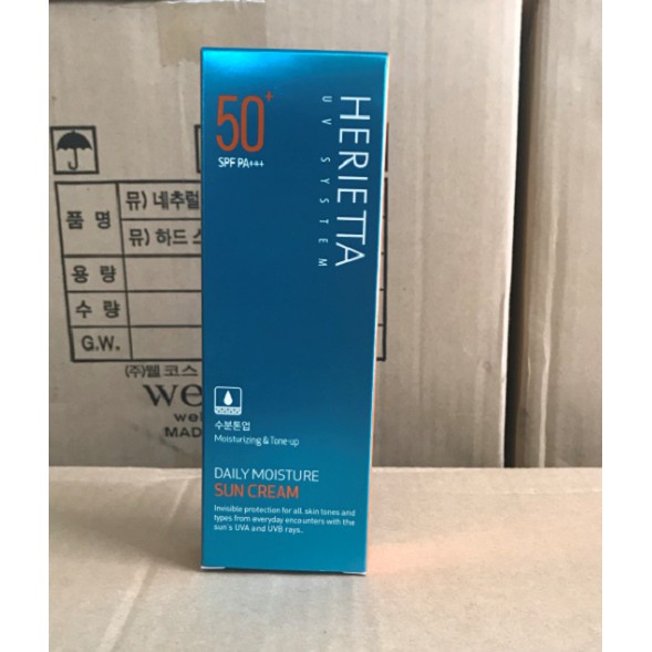 Kem chống nắng và dưỡng da Herietta Daily Moisture Sun Cream SPF50+/PA+++ 70g cung cấp độ ẩm, nâng tone cho da