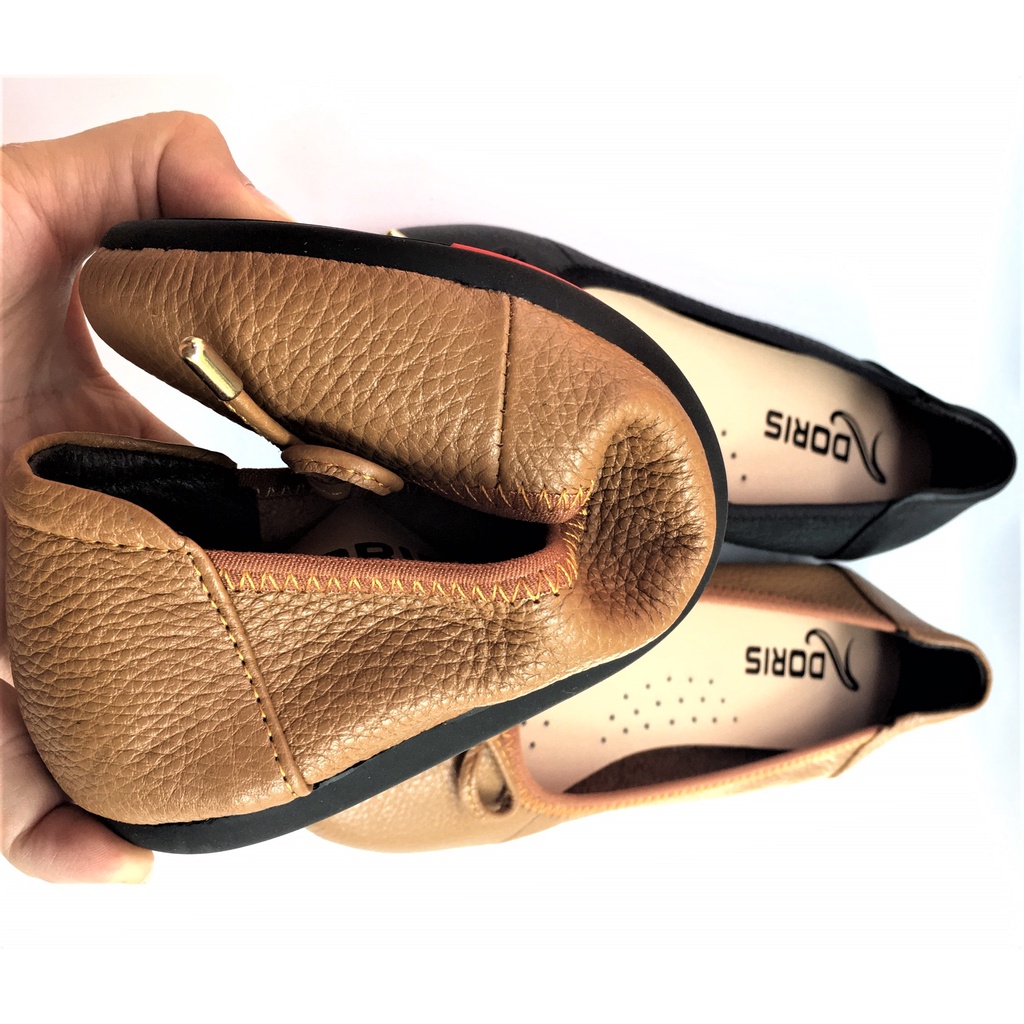 Giày búp bê nữ 007 da thật mũi tròn gắn nơ nhỏ - CÓ BẢO HÀNH