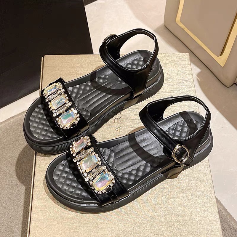 Sandal nữ hàng QC quai đá to đế bánh mì 4 phân