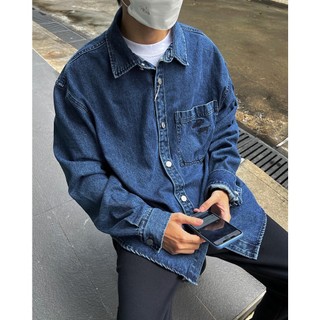 SƠ MI DENIM xanh đậm - Khoác Jean CHUOT TRANG