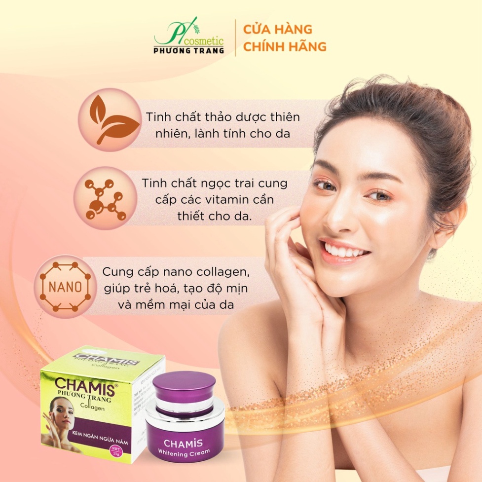 Kem dưỡng Trắng Da COLLAGEN - Ngừa lão hóa, tàn nhang - Giúp Phục Hồi, Ngừa Thâm Nám - CHAMIS 15g