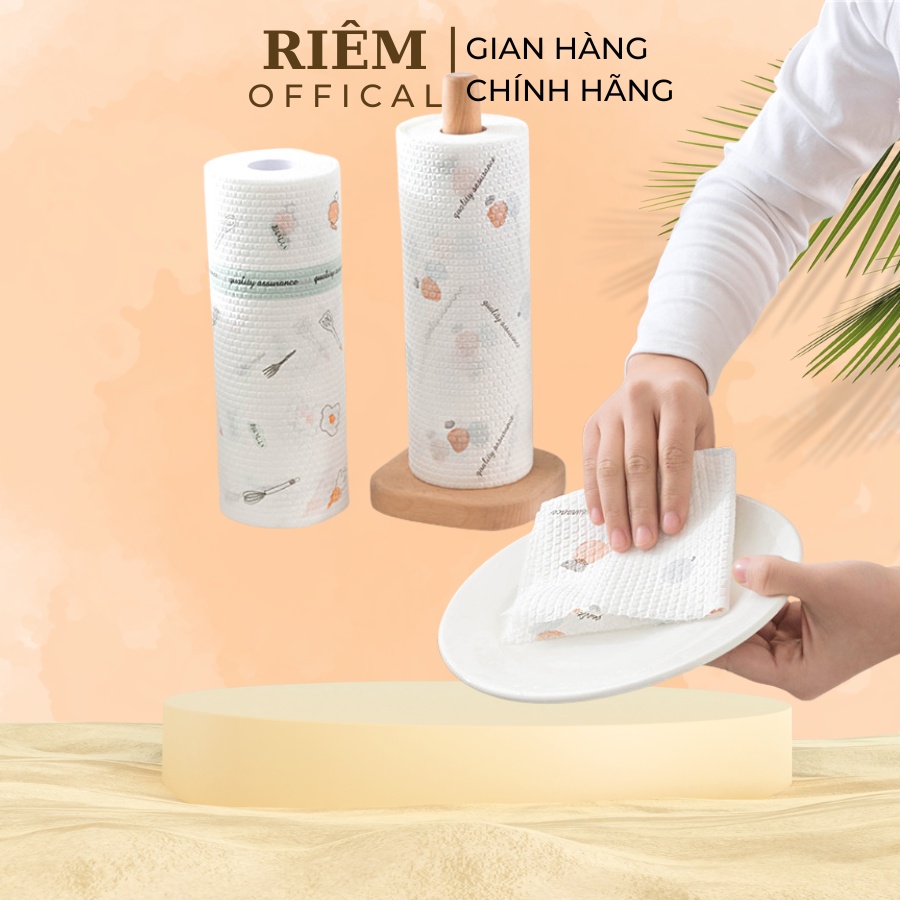 Cuộn Giấy Lau Đa Năng Vải In Hình Không Dệt Có Thể Tái Sử Dụng Tiện Lợi RIEM