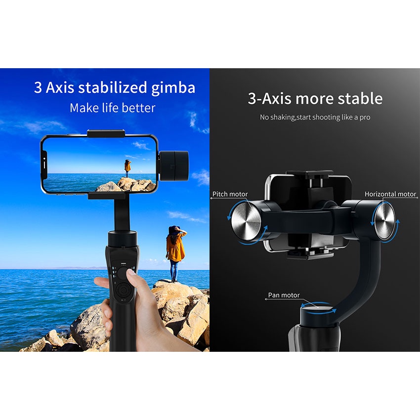Gimbal cầm tay chống rung cho điện thoại máy ảnh Wiwu S5B/3 Axis sử dụng 12h liên tục