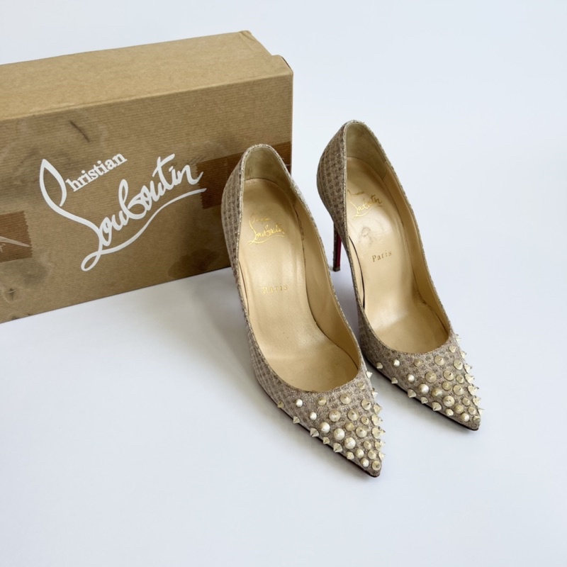 Guốc Louboutin vải dạ size 37 chính hãng