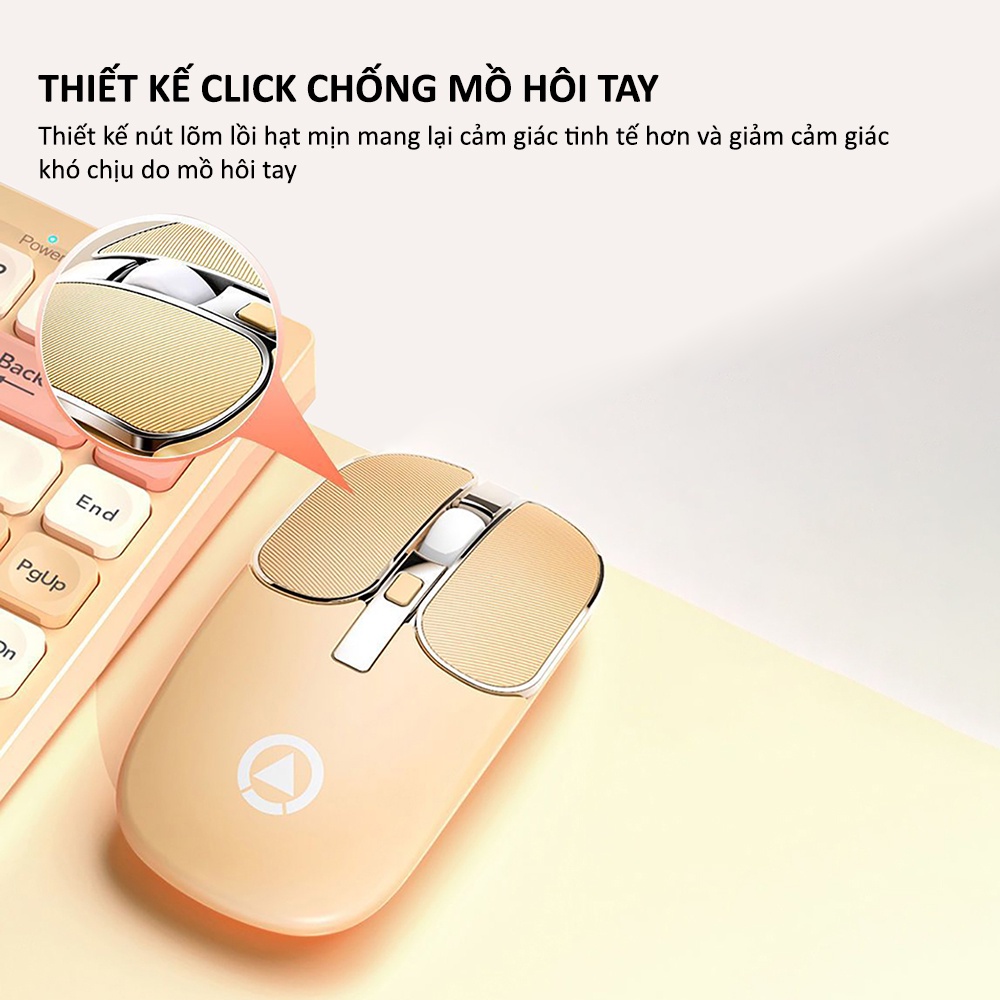 Combo bàn phím chuột không dây mini SIDOTECH KM02 82 keys nhỏ gọn màu sắc trắng đen xanh cho máy tính laptop văn phòng