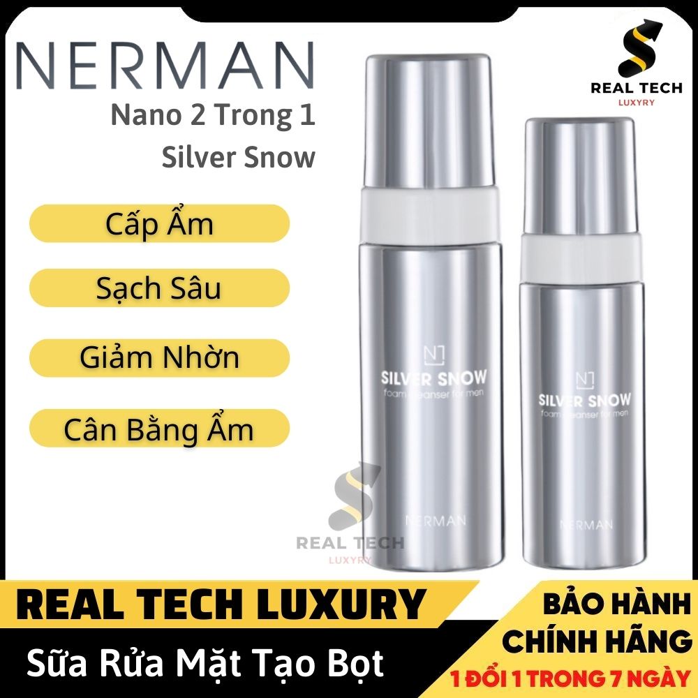 Sữa Rửa Mặt Tạo Bọt Nano 2 Trong 1 Nerman Silver Snow Làm Sạch Sâu Cấp Ẩm Cho Da Hương Nước Hoa Cao Cấp Chính Hãng