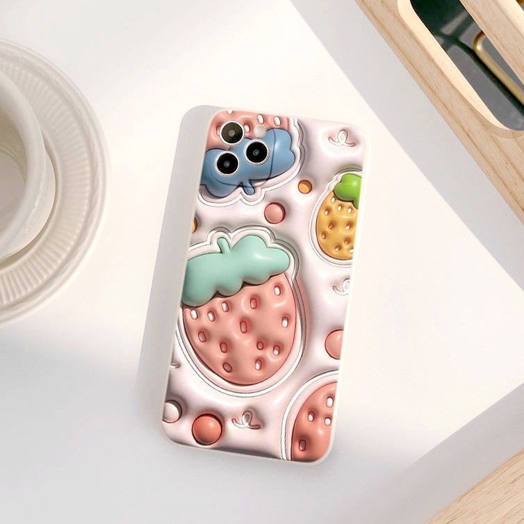 Ốp lưng iphone dâu dễ thương  đủ màu sắc 14 13 13pro 13Promax 6 6S 7 8 7Plus 8Plus IX XR XSMAX e4113