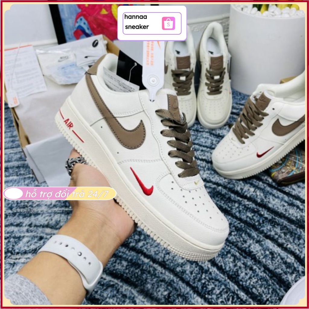 Giày thể thao af1 white brown, giày air force 1 nâu trắng nam nữ phong cách thời trang