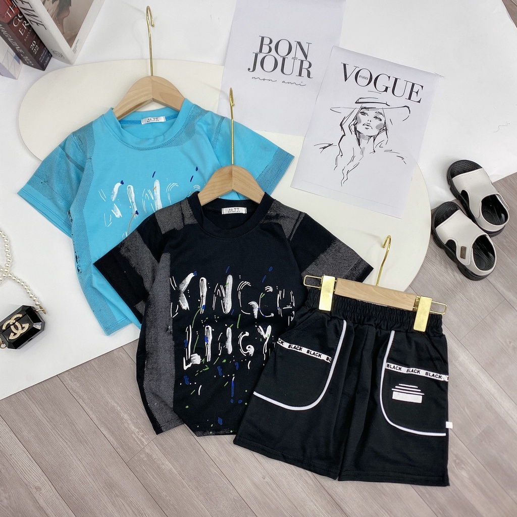 Set đồ bộ quần áo &quot;K.1.N.G&quot; 14-48kg cho bé trai 4-14 tuổi. Năng động, phong cách. Thoáng mát. B57