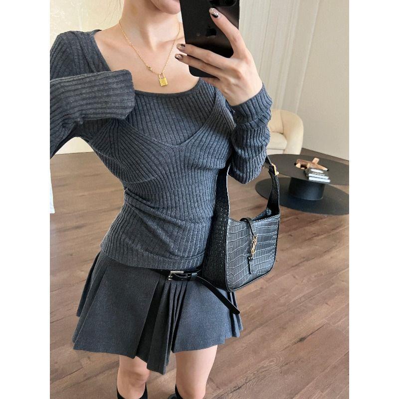 Muguay Áo Sơ Mi Giả Hai Mảnh Màu Hồng Dáng Ôm Cao Cấp Sang Trọng Có Dây Buộc Dành Cho Bạn Nữ