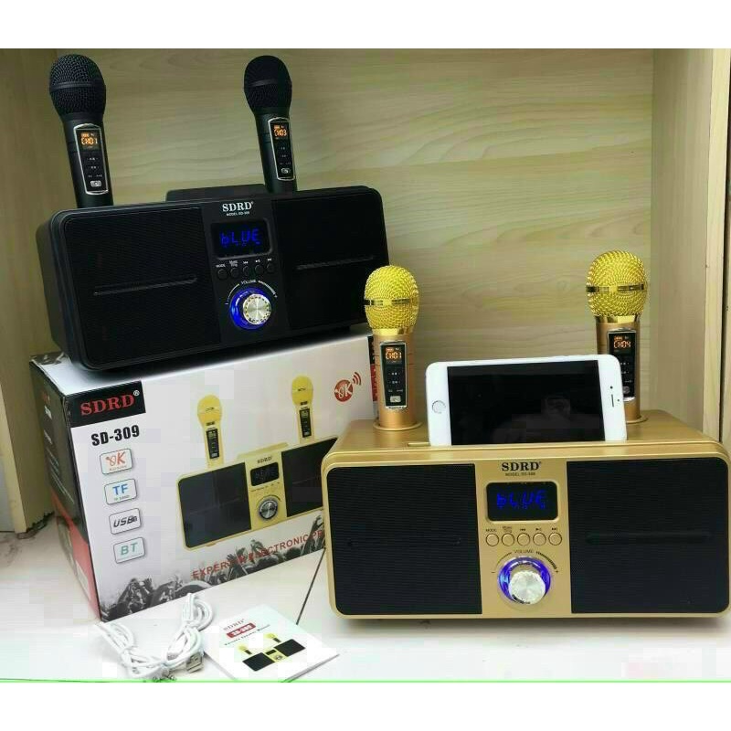 Loa karaoke bluetooth SDRD QS-309 Kèm 2 Micro công suất 30w