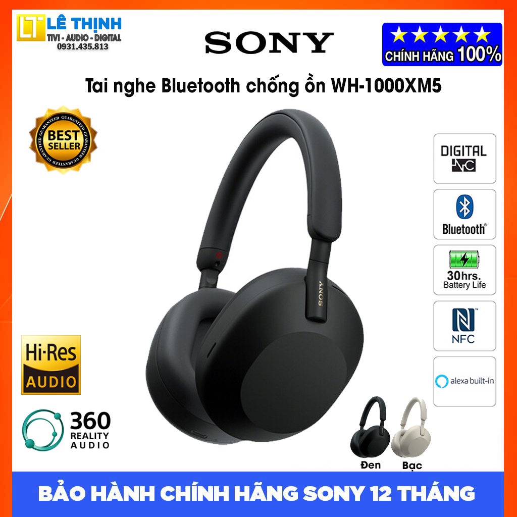 Tai Nghe Không Dây Chống Ồn Sony WH-1000XM5 - Chính hãng - Bảo hành chính hãng 12 tháng