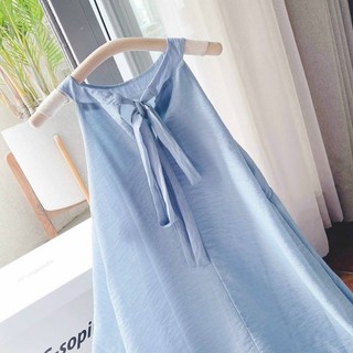 ĐẦM MAXI SUÔNG XANH CỔ YẾM ĐUÔI CÁ
