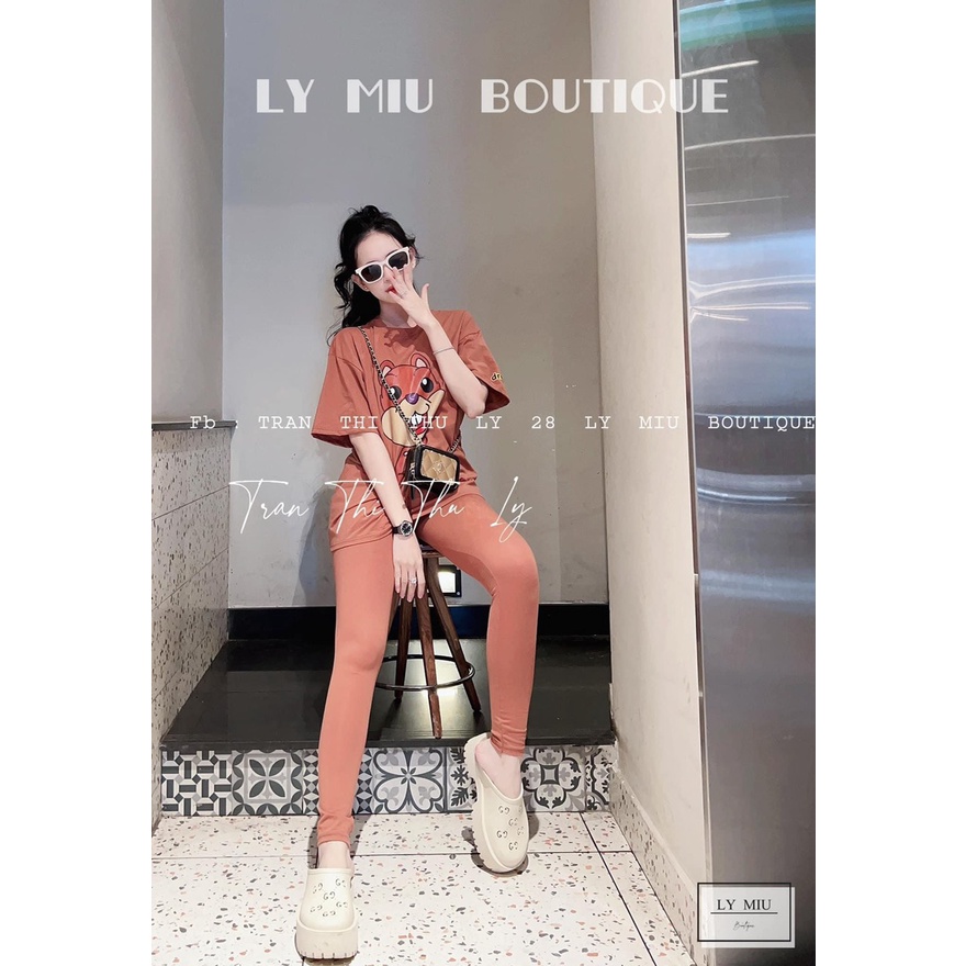 [3.3 Sales Freeship] Set bộ thun in hình con sóc áo from rộng phối quần ôm dài, set bộ thể thao nữ nhiều màu sắc mtb