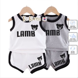 Bộ ba lỗ cho bé chất cotton 4c, bộ ba lỗ bé trai in hình gấu cute - be korea