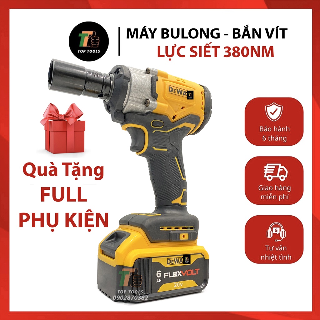 Máy bắn Bulong, Máy siết Bulong DW , Pin 10Cell, Mẫu mới mạnh mẽ và êm hơn, Động cơ không chổi than