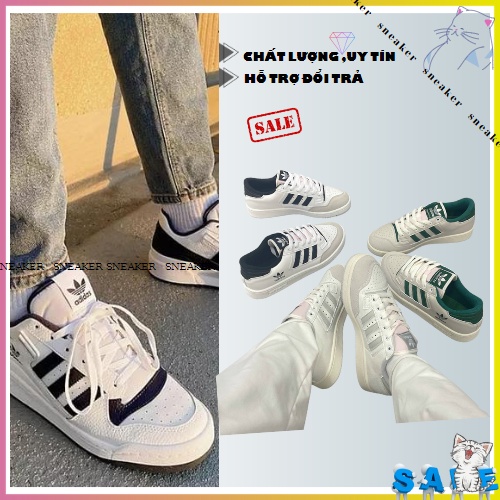 Giày thể thao nam nữ adidas Forum low 85 ,Giày Sneaeker Das forum sọc đen trắng- xanh lá-xám Cao Cấp Dành Cho Nam Nữ