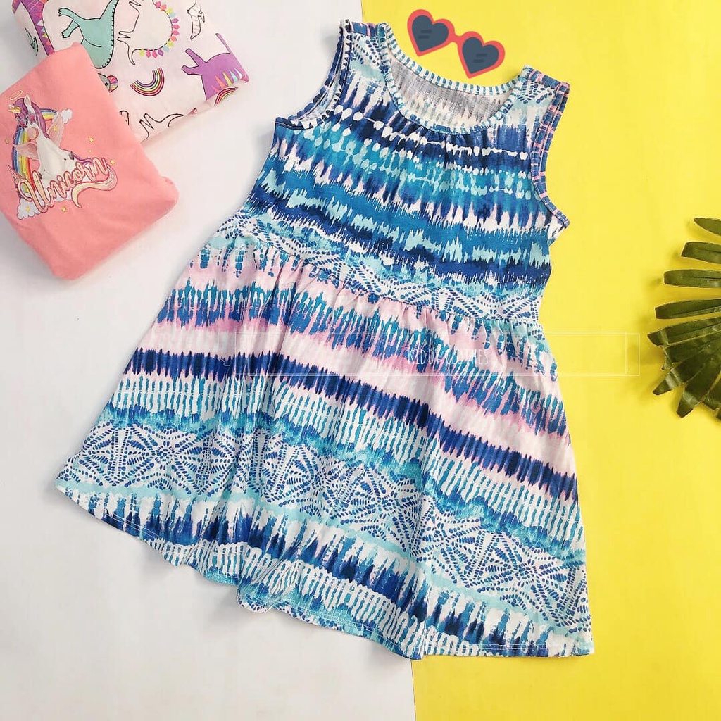 Váy cotton bé gái mặc hè thoáng mát size nhí màu sắc tươi sáng mẫu trơn và họa tiết/Đầm cotton mặc hè bé gái
