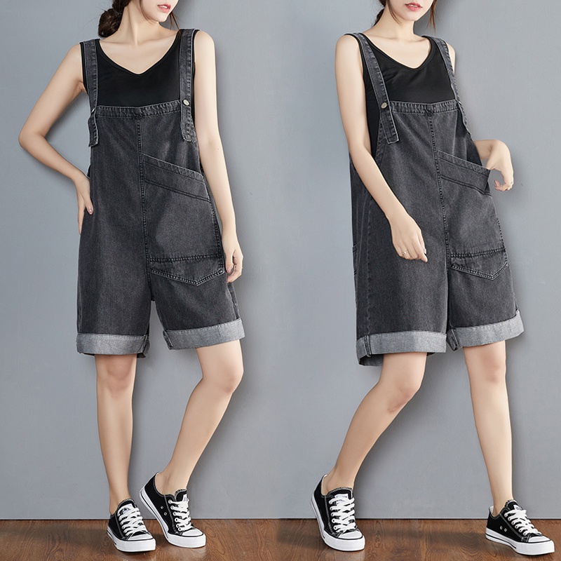 A435 quần yếm bigsize freesize jean short treo cá tính trẻ trung túi bụng thời trang