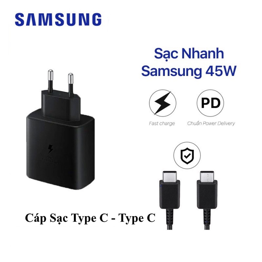 Cục sạc nhanh SAMSUNG 45w chính hãng kèm dây sạc Samsung type C DYDX - Hàng chính hãng