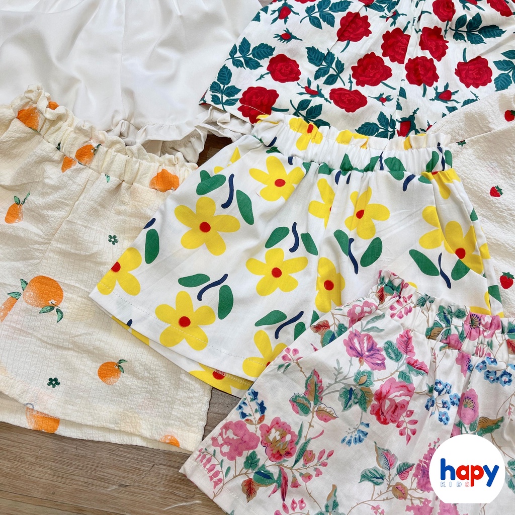 Quần đùi cho bé gái chất thô mềm mát, quần short bé gái từ 9-20kg Hapykids