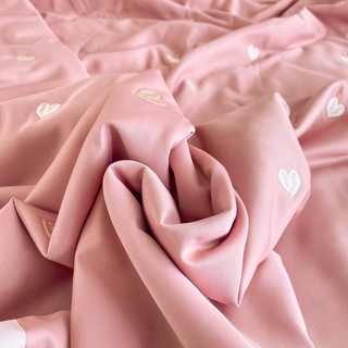 Set chăn ga 4 món lụa tim chăn trần hè màu pastel