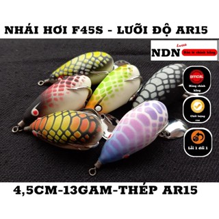 Mồi lure NHÁI HƠI F45s lưỡi độ AR15, mồi giả câu cá lóc 4.5cm-13gam-action Lửng/ Chìm