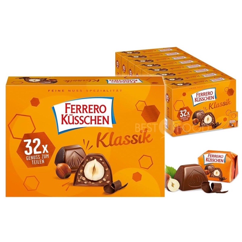 (date 24.4.23)Socola hạt dẻ Ferrero Kusschen Đức 284g(32 viên kẹo)