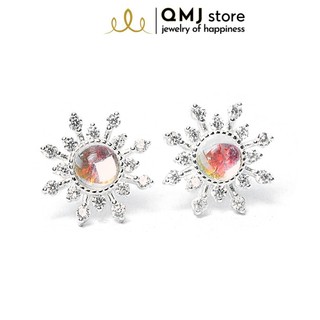 Bông tai bạc QMJ Hoa tuyết xinh đẹp, nạm đá phale ánh màu siêu sáng