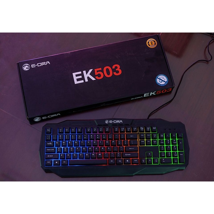 Bàn phím Edra EK503 (USB/Đen) - bàn phím giả cơ LED rainbow