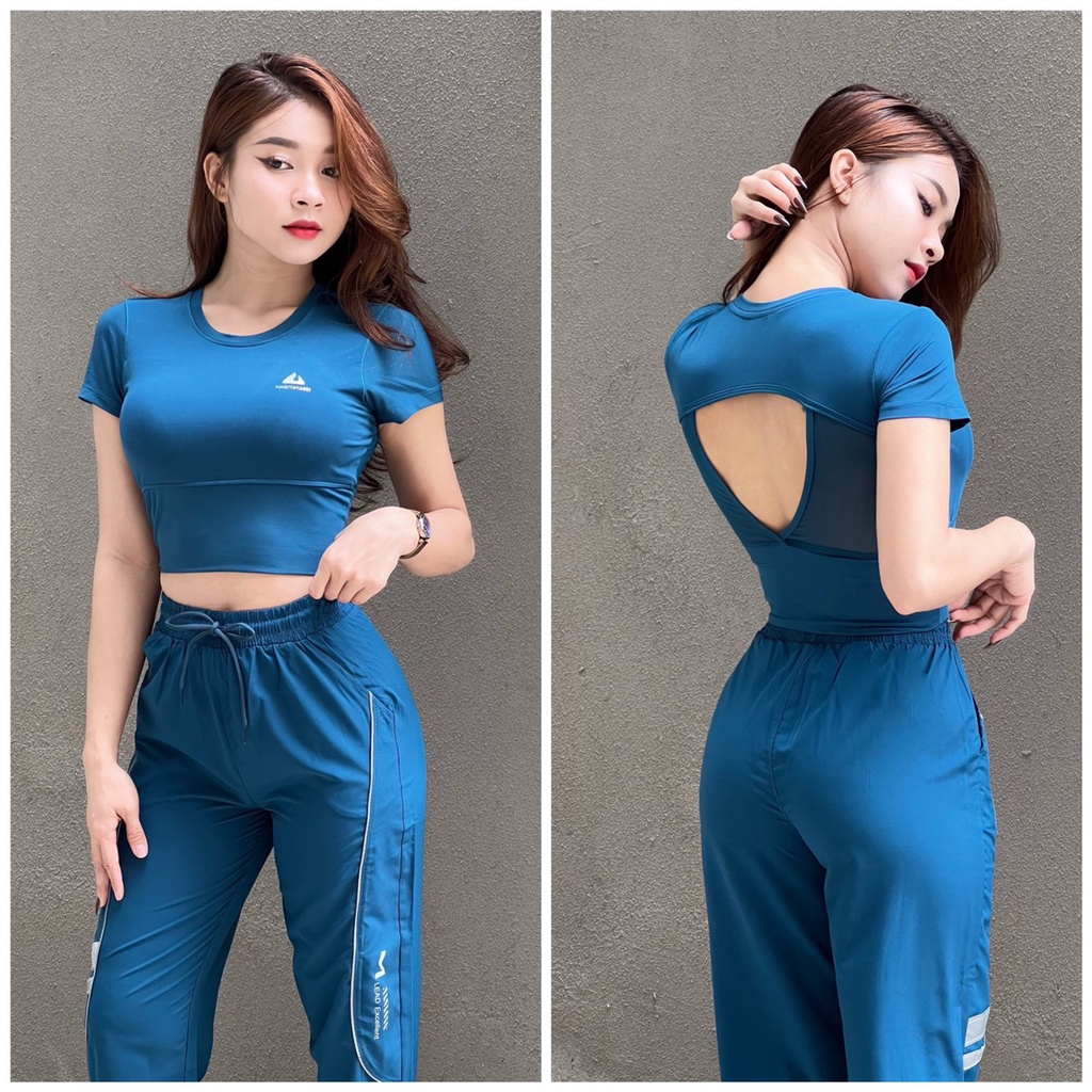 Áo Croptop Thể Thao Nữ Hở Lưng Có Kèm Mút Đai Bo Siết Eo Tập Gym Yoga Vải Thun Lạnh