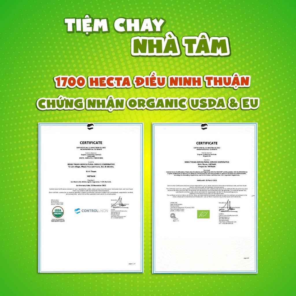 Hạt điều tươi nhân trắng hữu cơ đạt chứng nhận organic usda và organic eu - ảnh sản phẩm 2