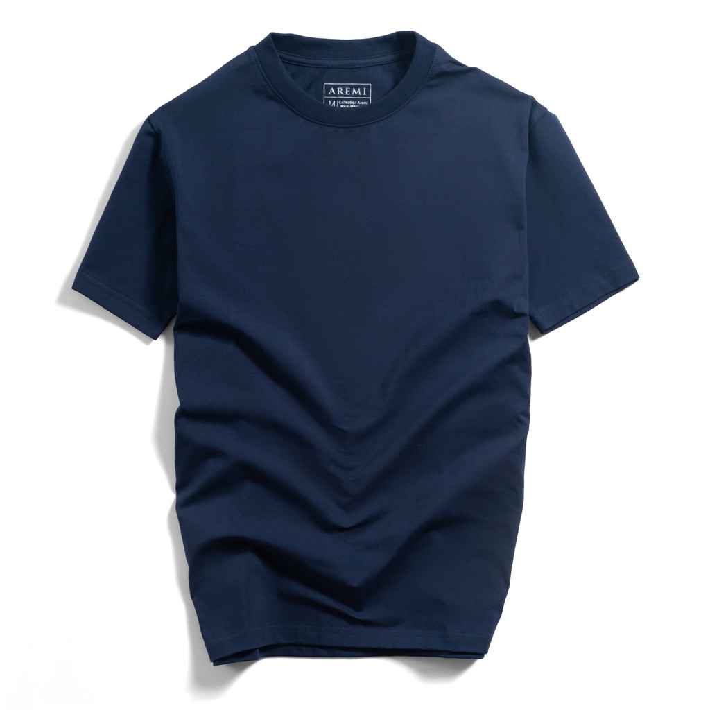 Áo thun xanh đen T-shirt tay ngắn cổ tròn AREMI vải cotton cao cấp form suông dành cho nam nữ ATS0008