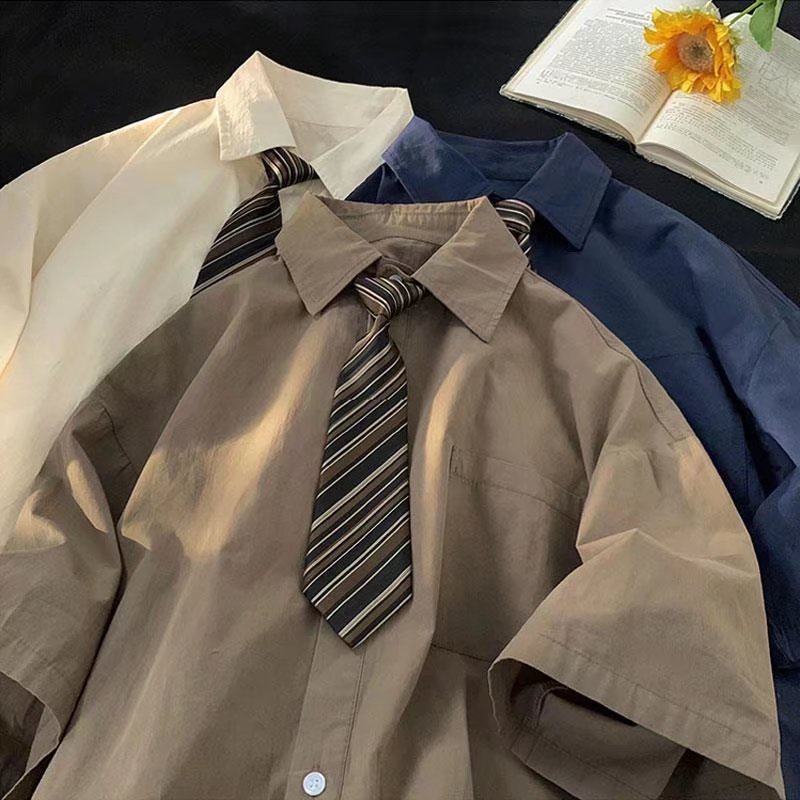 Áo Sơ Mi Nam Ngắn Tay Dáng Rộng Thời Trang Vintage Hàn Quốc Cho áo sơ mi nữ form rộng áo sơ mi đẹp áo kiểu hàn quốc